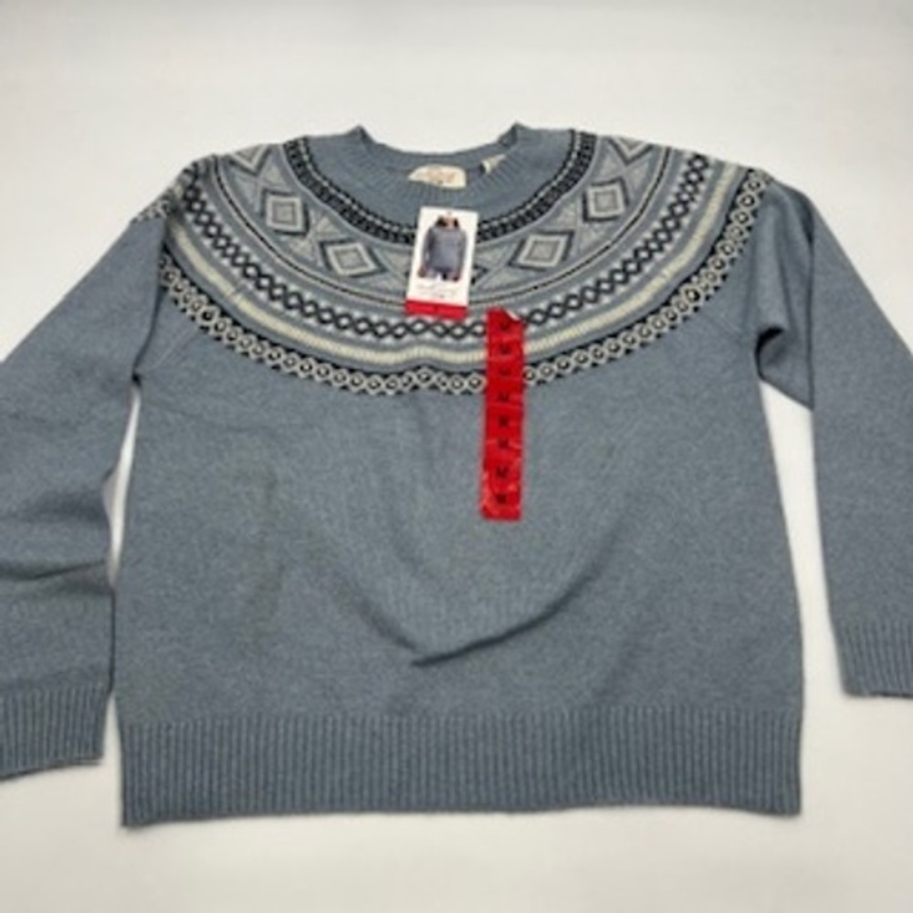 Weatherproof Vintage Womens Fair‎ Isle Crew Neck Sweater Light Blue Size M NEW